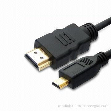 Micro HDMI Male (Type D) to HDMI A Male Cable with Ethernet, 1.4 Version